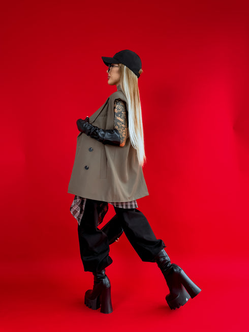 OVERSIZE jacket "SECURITY" - choco